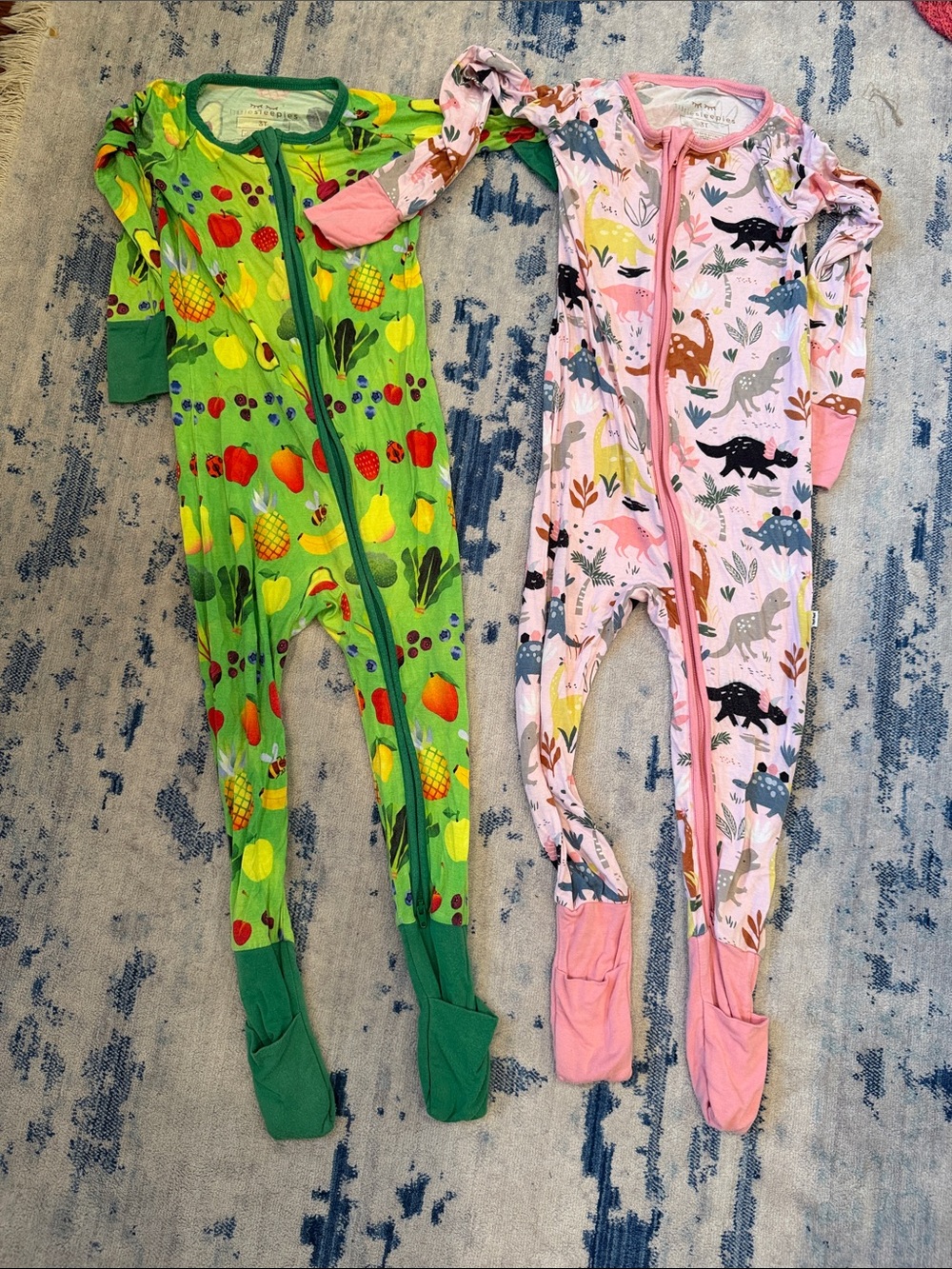 Little Sleepies Green Fruit Print Footed Pajama